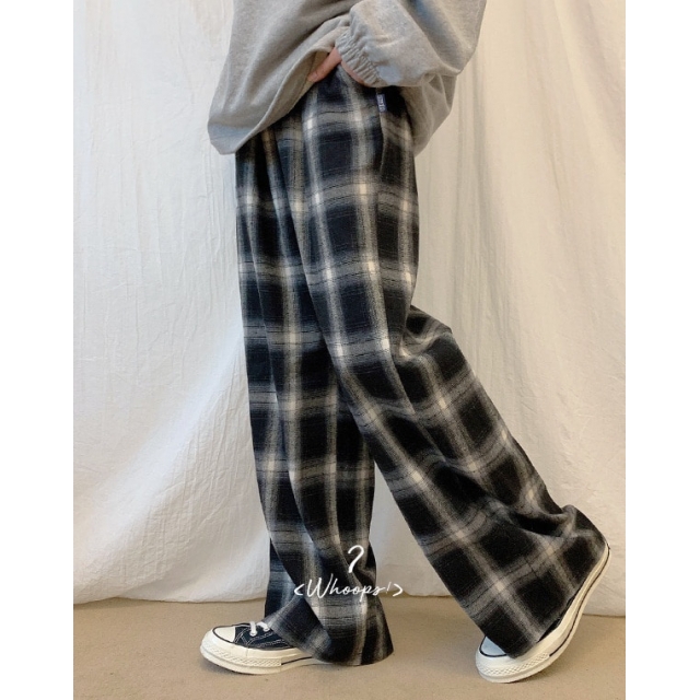 預訂｜MUAHMUAH CHECK WIDE BANDING PANTS