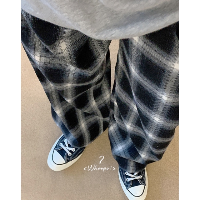 預訂｜MUAHMUAH CHECK WIDE BANDING PANTS