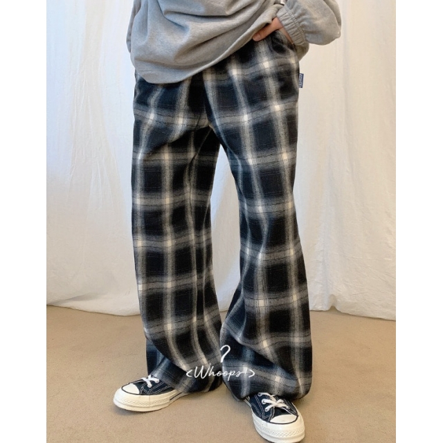 預訂｜MUAHMUAH CHECK WIDE BANDING PANTS