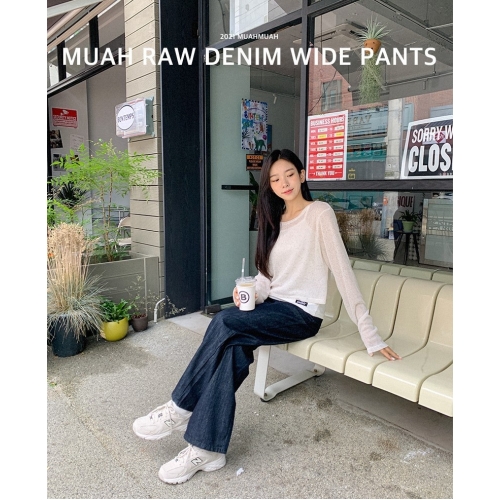 春季預訂｜MUAHMUAH RAW DENIM WIDE PANTS