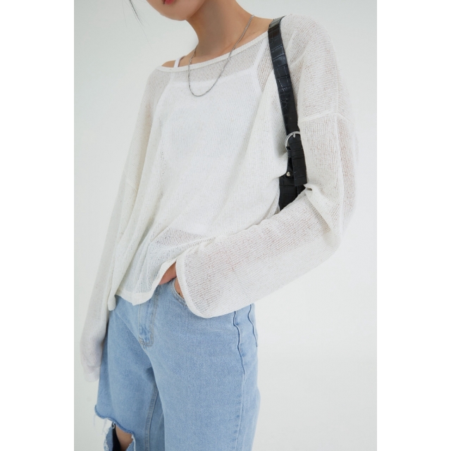 預訂｜ACOVER U NECK SEMI-CROP KNIT T-SHIRT