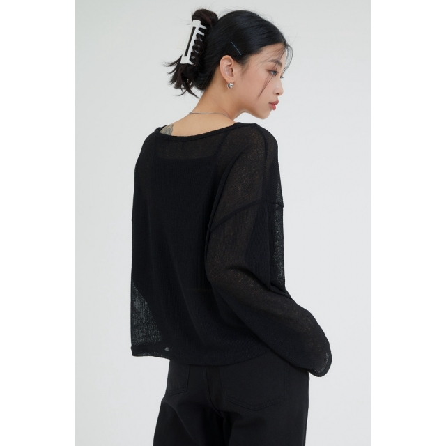 預訂｜ACOVER U NECK SEMI-CROP KNIT T-SHIRT