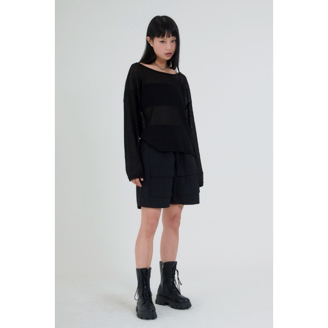 預訂｜ACOVER U NECK SEMI-CROP KNIT T-SHIRT