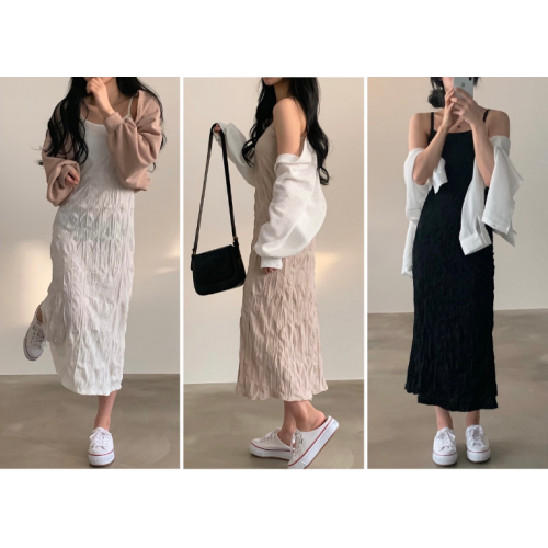 春季預訂｜吊帶皺皺長連身裙