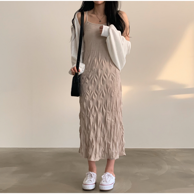春季預訂｜吊帶皺皺長連身裙