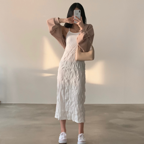春季預訂｜吊帶皺皺長連身裙