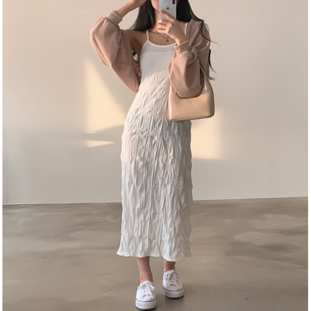 春季預訂｜吊帶皺皺長連身裙