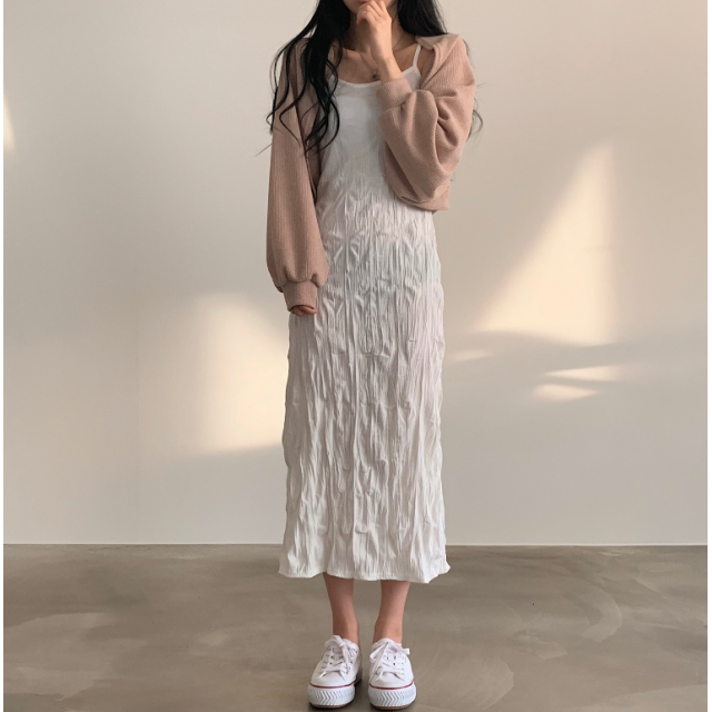 春季預訂｜吊帶皺皺長連身裙