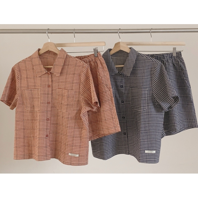 22S/S 預訂|JUUNEEDU Chloe 格紋短袖睡衣套裝 2色 22S/S 預訂|JUUNEEDU Chloe 格紋短袖睡衣套裝 2色