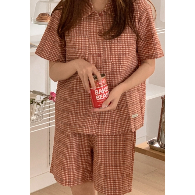 22S/S 預訂|JUUNEEDU Chloe 格紋短袖睡衣套裝 2色 22S/S 預訂|JUUNEEDU Chloe 格紋短袖睡衣套裝 2色