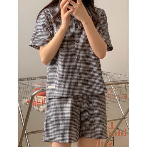 22S/S 預訂｜JUUNEEDU Chloe 格紋短袖睡衣套裝 2色