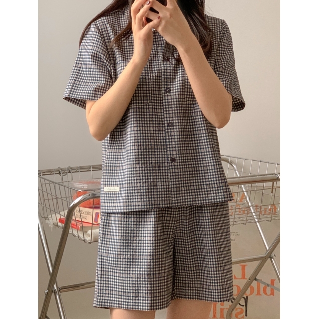 22S/S 預訂|JUUNEEDU Chloe 格紋短袖睡衣套裝 2色 22S/S 預訂|JUUNEEDU Chloe 格紋短袖睡衣套裝 2色