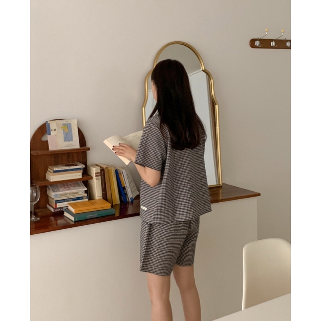 22S/S 預訂|JUUNEEDU Chloe 格紋短袖睡衣套裝 2色 22S/S 預訂|JUUNEEDU Chloe 格紋短袖睡衣套裝 2色