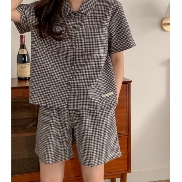 22S/S 預訂|JUUNEEDU Chloe 格紋短袖睡衣套裝 2色 22S/S 預訂|JUUNEEDU Chloe 格紋短袖睡衣套裝 2色