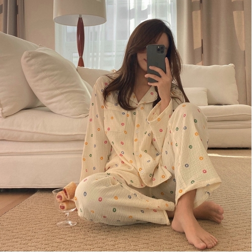 22S/S 預訂｜JUUNEEDU MILK CEREAL 100%純棉長袖睡衣套裝