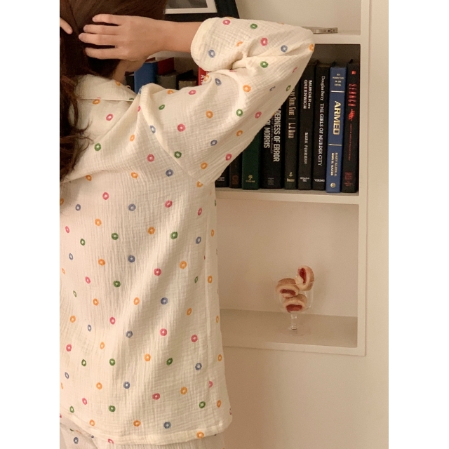 22S/S 預訂｜JUUNEEDU MILK CEREAL 100%純棉長袖睡衣套裝