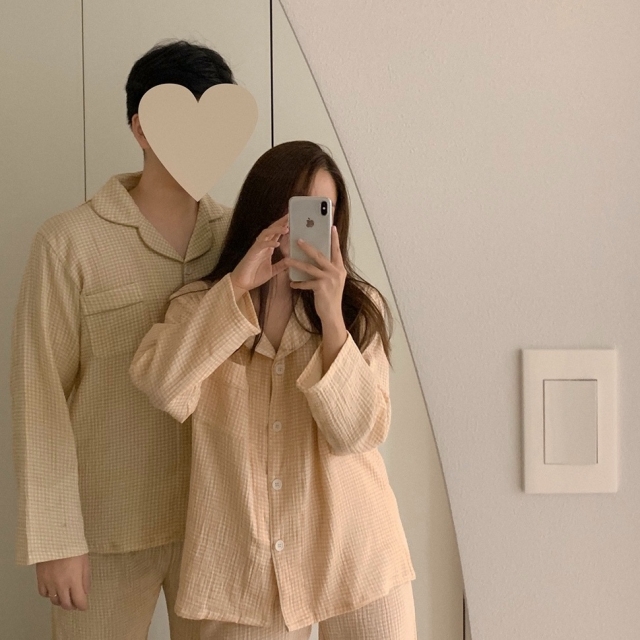 22S/S 預訂｜JUUNEEDU DAISY 格紋長袖睡衣套裝 2色