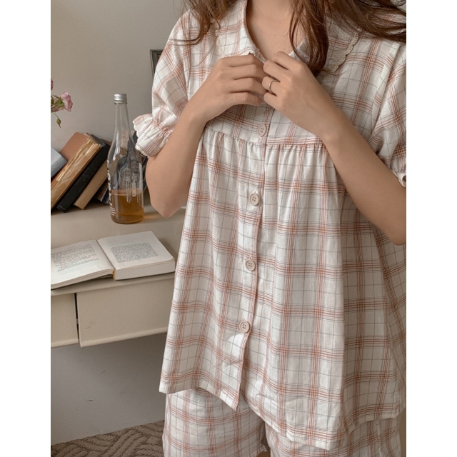 22S/S 預訂|JUUNEEDU 格紋情侶睡衣套裝 2色 22S/S 預訂|JUUNEEDU 格紋情侶睡衣套裝 2色