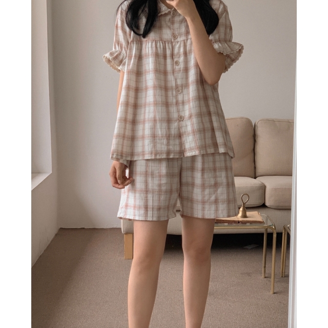 22S/S 預訂|JUUNEEDU 格紋情侶睡衣套裝 2色 22S/S 預訂|JUUNEEDU 格紋情侶睡衣套裝 2色