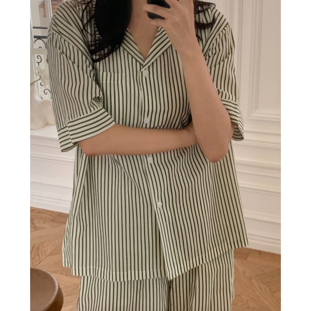 22S/S 預訂｜JUUNEEDU 直條紋情侶睡衣套裝 4色