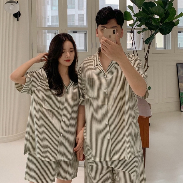 22S/S 預訂｜JUUNEEDU 直條紋情侶睡衣套裝 4色