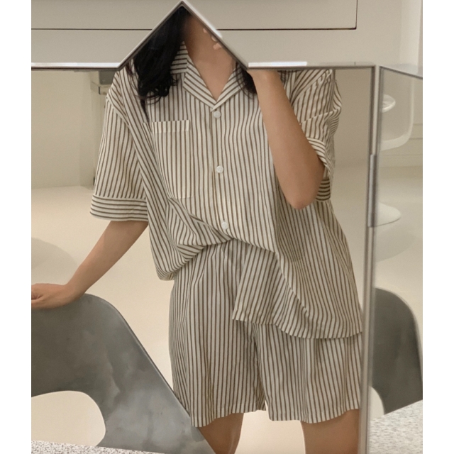 22S/S 預訂｜JUUNEEDU 直條紋情侶睡衣套裝 4色