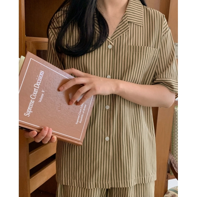 22S/S 預訂｜JUUNEEDU 直條紋情侶睡衣套裝 4色