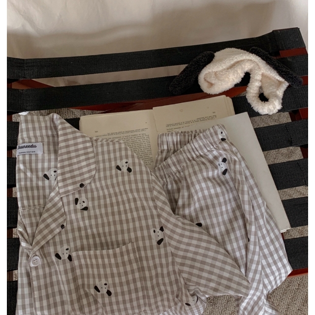 22S/S 預訂｜JUUNEEDU PUPPY 格仔紋短袖睡衣套裝 2color