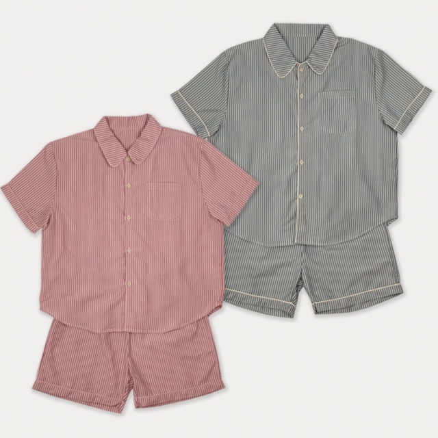 22S/S 預訂|JUUNEEDU 希臘條紋短袖睡衣套裝 2色 22S/S 預訂|JUUNEEDU 希臘條紋短袖睡衣套裝 2色