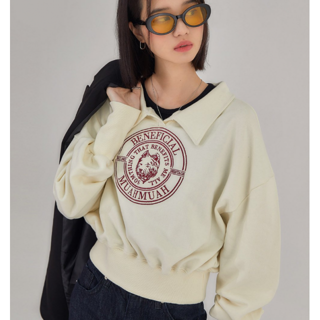 早秋預訂｜MUAHMUAH CALLAR CROP SWEATSHIRTS