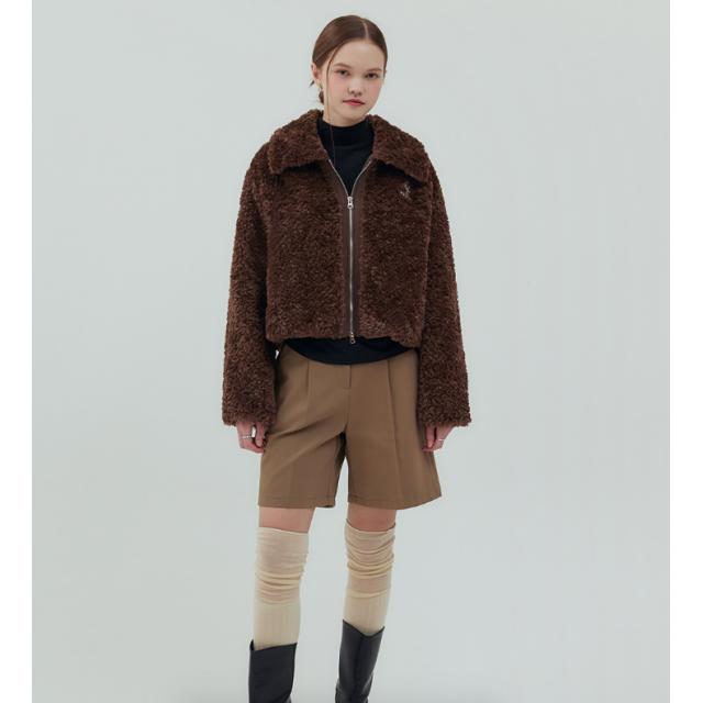 秋冬預訂｜MUAHMUAH COLLAR FUR ZIP-UP JACKET
