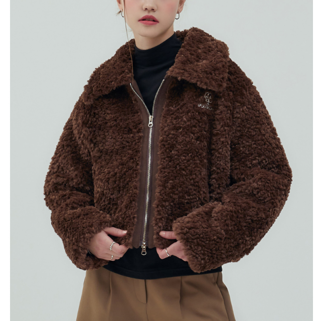 秋冬預訂｜MUAHMUAH COLLAR FUR ZIP-UP JACKET