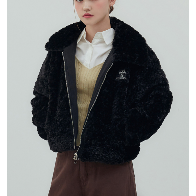 秋冬預訂｜MUAHMUAH COLLAR FUR ZIP-UP JACKET