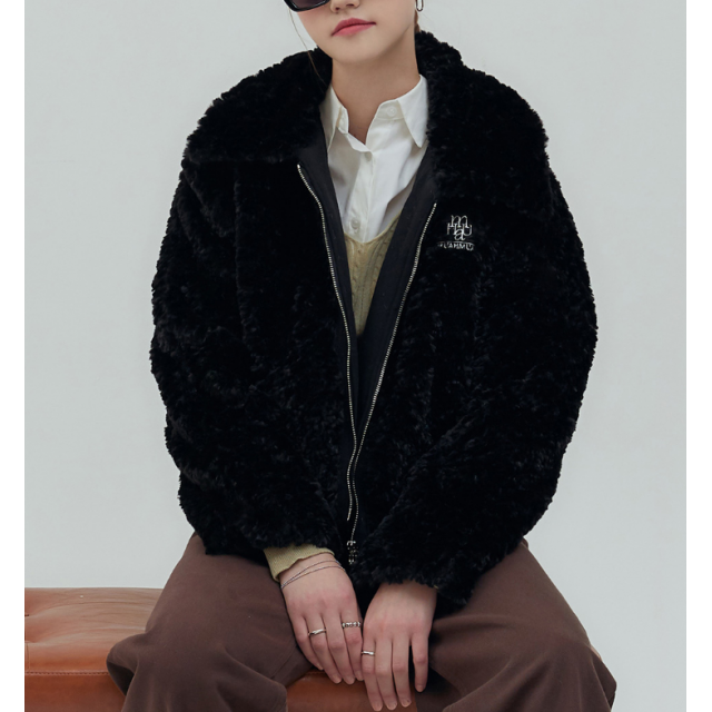 秋冬預訂｜MUAHMUAH COLLAR FUR ZIP-UP JACKET