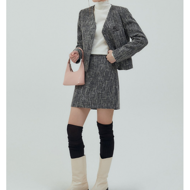 秋冬預訂｜MUAHMUAH CLASSIC TWEED JACKET + SHORT SKIRT SET