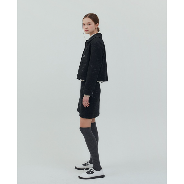 秋冬預訂｜MUAHMUAH COLLAR TWEED JACKET + SHORT SKIRT SET