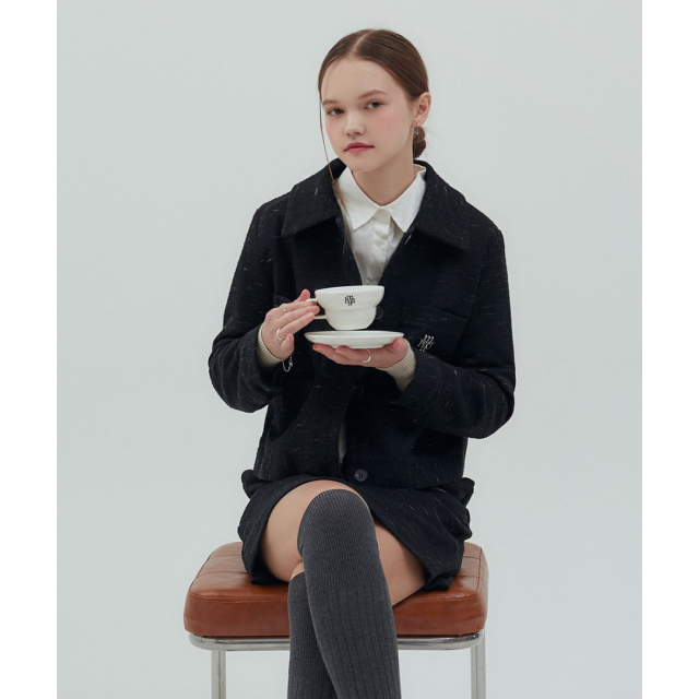 秋冬預訂｜MUAHMUAH COLLAR TWEED JACKET + SHORT SKIRT SET