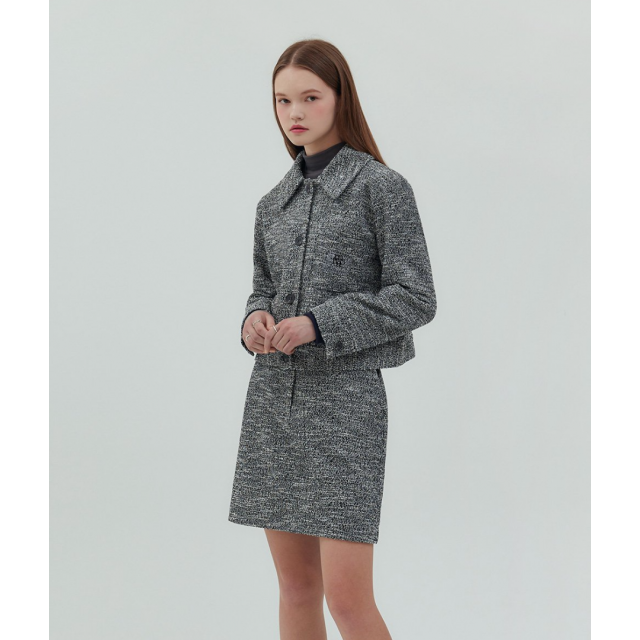 秋冬預訂｜MUAHMUAH COLLAR TWEED JACKET + SHORT SKIRT SET