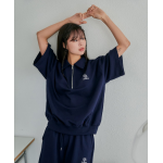 春季預訂｜MUAHMUAH LOGO HALF ZIPUP HALF T-SHIRT