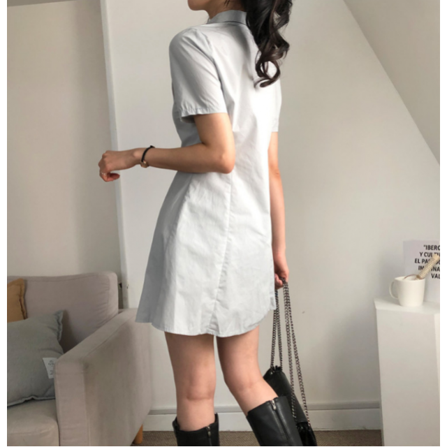 春季預訂｜恤衫修腰短袖連身裙