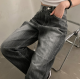 春季預訂|黑色水洗車線牛仔寬褲 春季預訂|黑色水洗車線牛仔寬褲