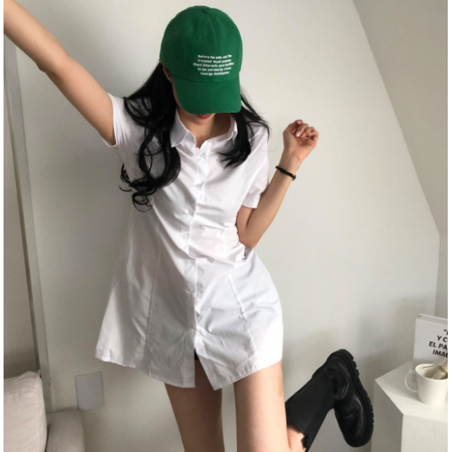 春季預訂｜恤衫修腰短袖連身裙