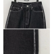 春季預訂｜NON FADE 黑色車線邊牛仔寬褲 (S-3XL)