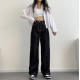 春季預訂｜NON FADE 黑色車線邊牛仔寬褲 (S-3XL)