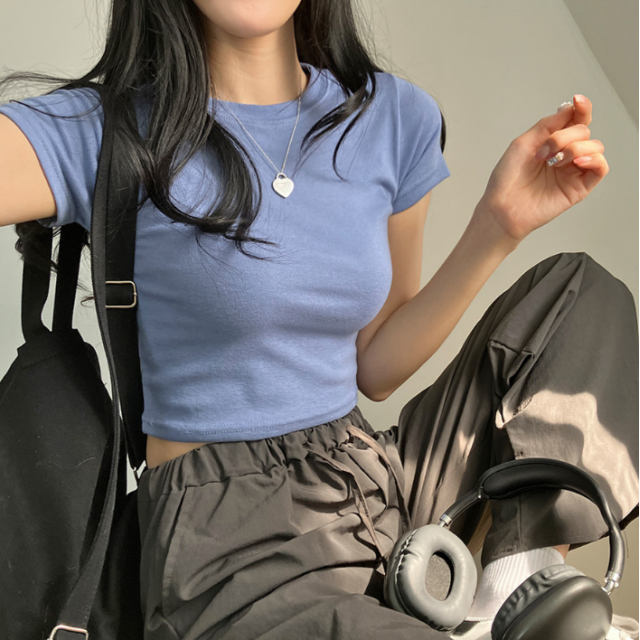 4月回饋優惠❤️現貨｜圓領彈性 CROP TEE 7色