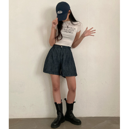 春季預訂|軟身4分打摺牛仔短褲 (S-2XL) 春季預訂|軟身4分打摺牛仔短褲 (S-2XL)
