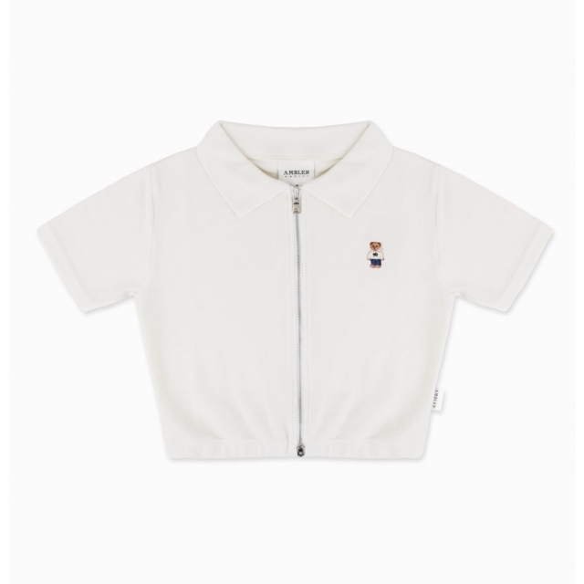 23S/S 預訂｜AMBLER One Bear Crop Collar Zip-up T-shirts