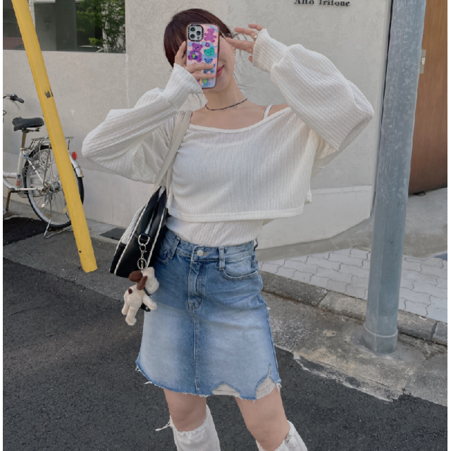 夏季預訂｜撕邊BLUSH牛仔A字短裙