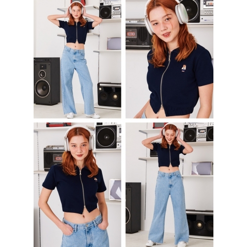 23S/S 預訂｜AMBLER One Bear Crop Collar Zip-up T-shirts