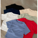 4月回饋優惠❤️預訂｜圓領彈性 CROP TEE 7色